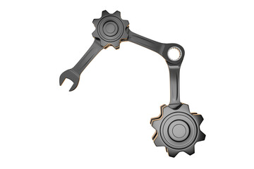 gear and wrench Troubleshooting concepts and supporting technicians with cogwheels 3D clipping path illustration renderer
