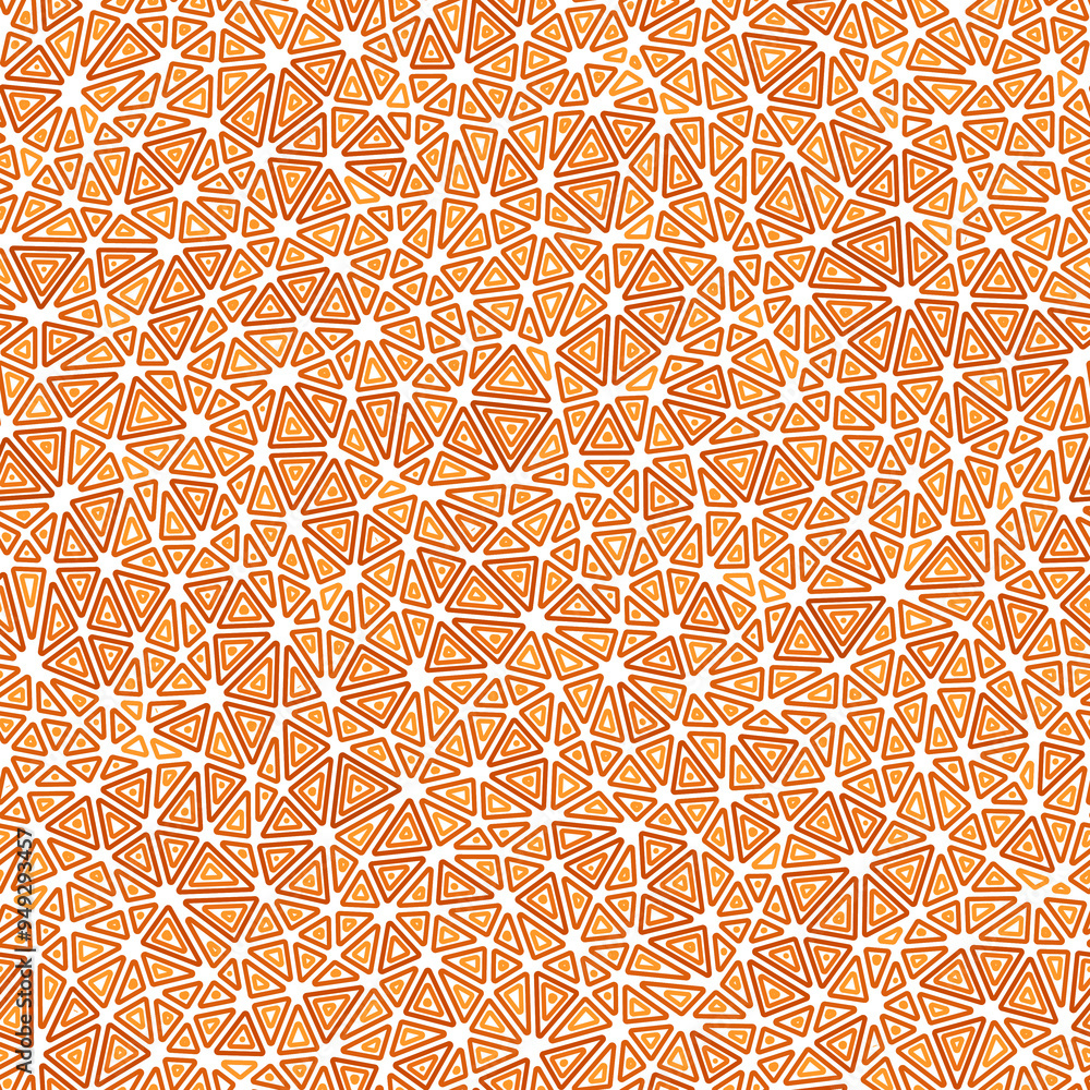 Poster geometric pattern. small triangles size. multiple repeated inner triangles. one tone colored style. 