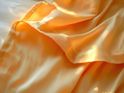 Bed sheet set with deep pockets, spread over a mattress, luxury style, soft lighting, close-up, high detail, warm tones