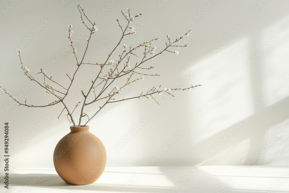 Poster A vase with a branch placed on a table