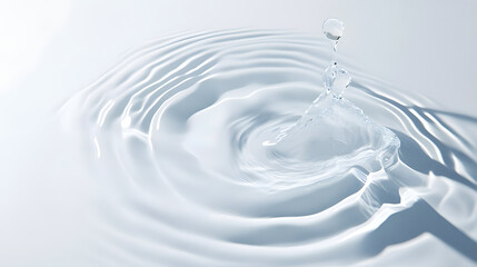 Top view water ripples on white light background, commercial photography, studio photo for products, studio wallpaper material.