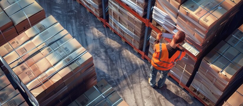 Warehouse Worker Checking Inventory