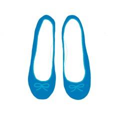 Flat shoes with light blue ribbon