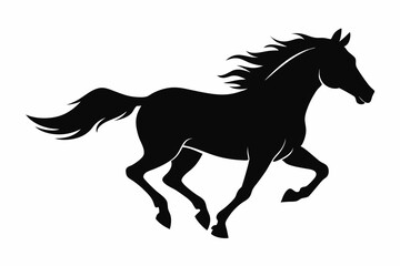 silhouette of running horse, horse silhouette vector