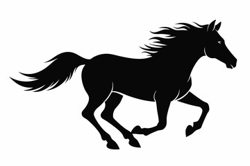 silhouette of running horse, horse silhouette vector