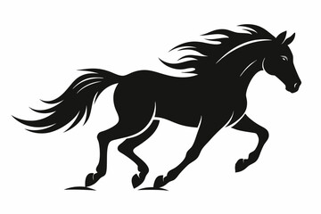silhouette of running horse, horse silhouette vector