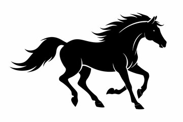 silhouette of running horse, horse silhouette vector