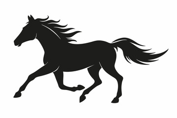 silhouette of running horse, horse silhouette vector