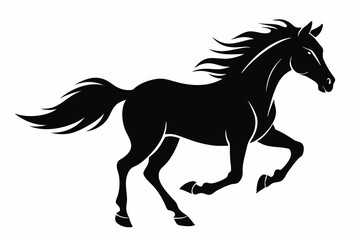 silhouette of running horse, horse silhouette vector