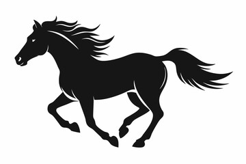 silhouette of running horse, horse silhouette vector