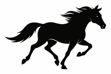 silhouette of running horse, horse silhouette vector
