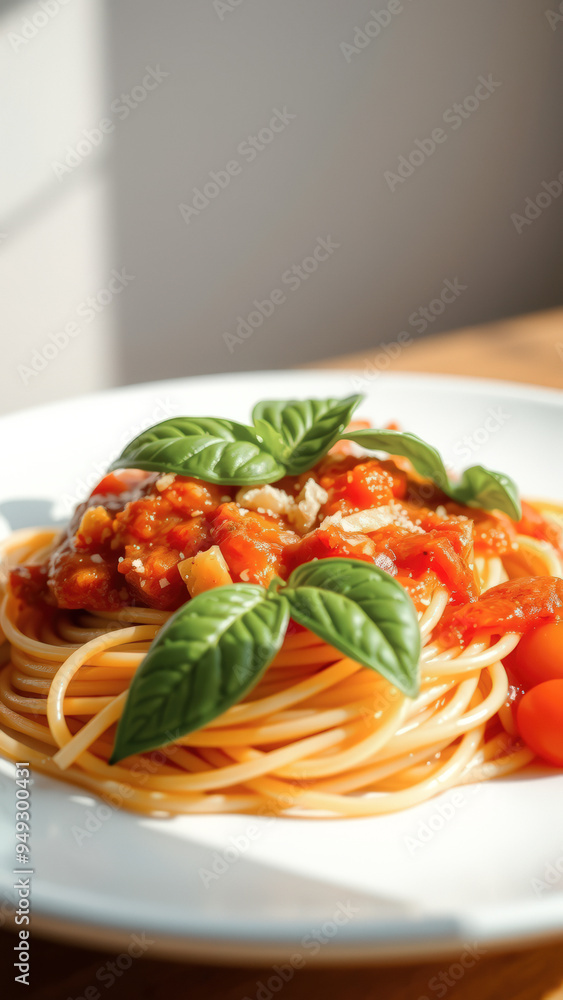 Canvas Prints Spaghetti with Tomato Sauce and Basil