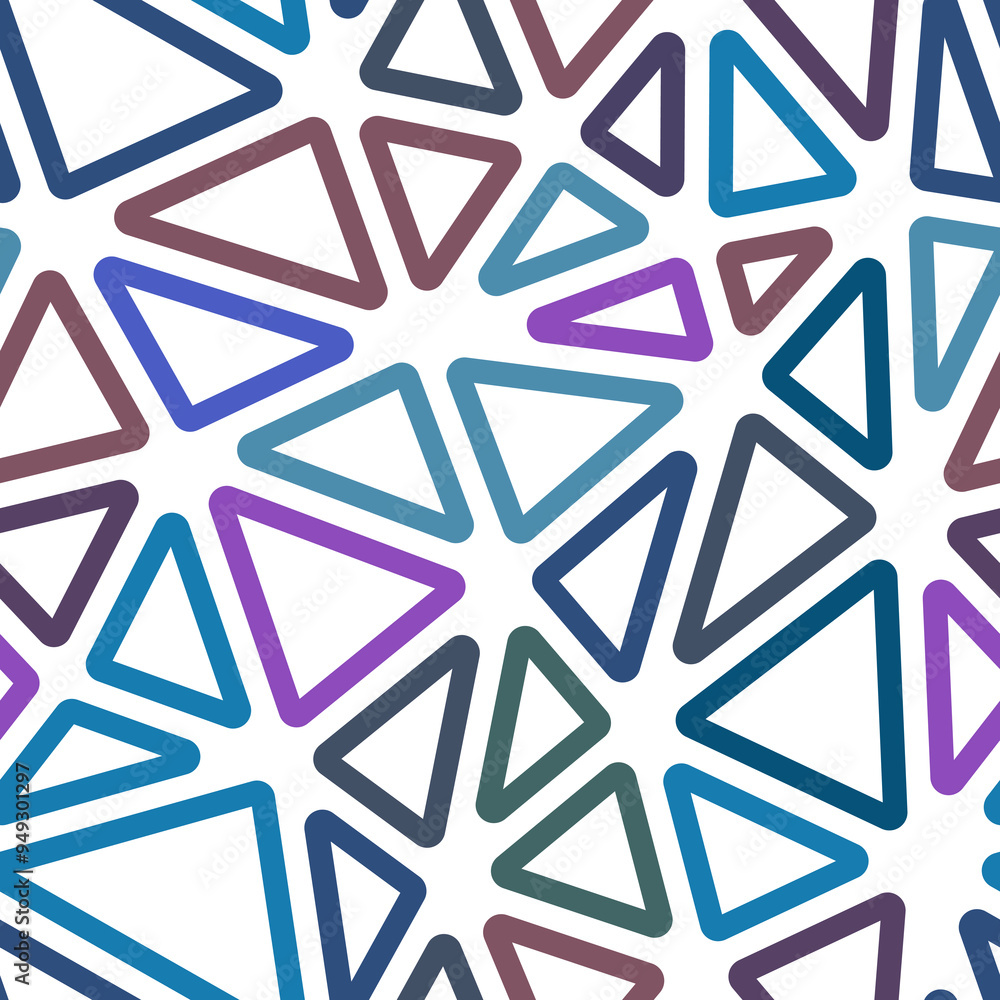 Poster minimal geometric background with large, rounded triangles in multiple colors. seamless, repeatable 