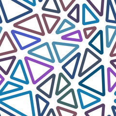 Minimal geometric background with large, rounded triangles in multiple colors. Seamless, repeatable pattern with a corporate blue gradient. Modern vector tiles.