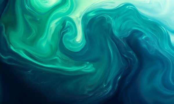 Flowing aqua and teal marble ink texture with fluid patterns