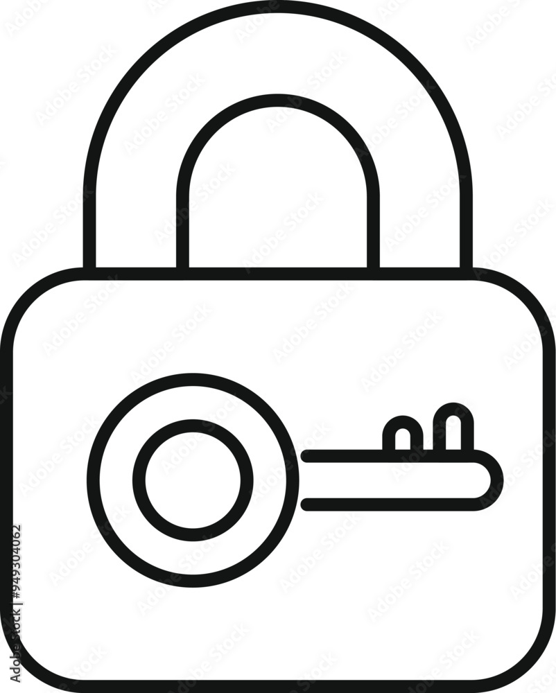 Poster simple line icon of a padlock with a keyhole, representing security and access control