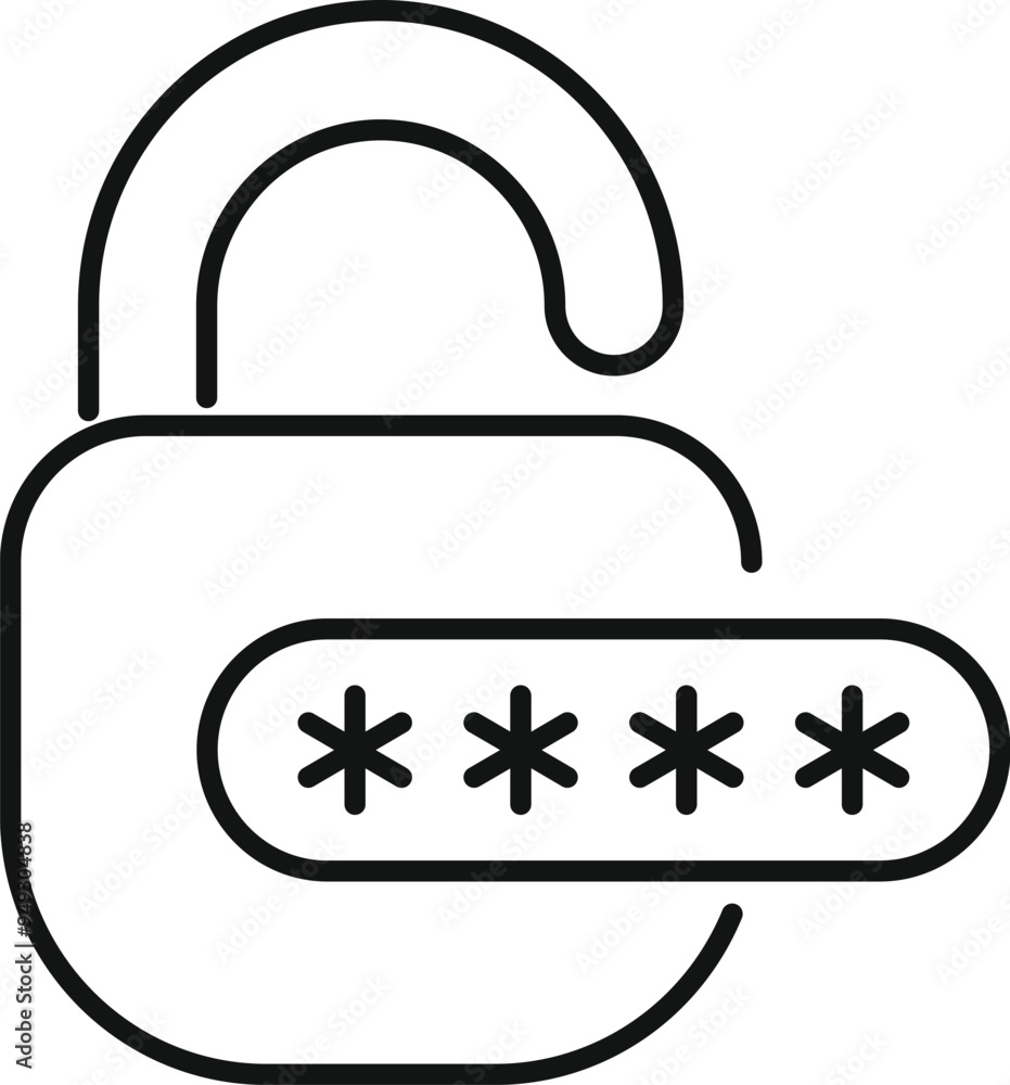 Poster open padlock is displaying a password that is hidden by stars, showing that it is unlocked and acces