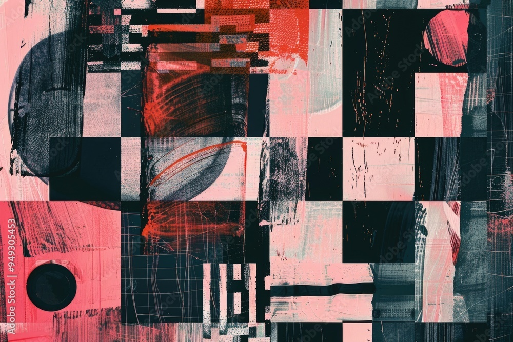 Poster abstract geometric art featuring squares and shapes