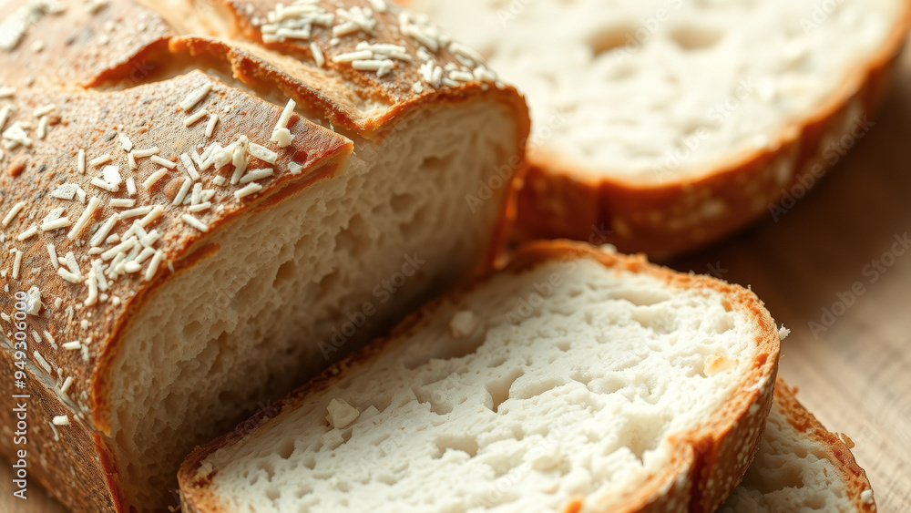 Canvas Prints Close Up of Sliced Bread with White Flakes