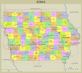 Map of Iowa, United States