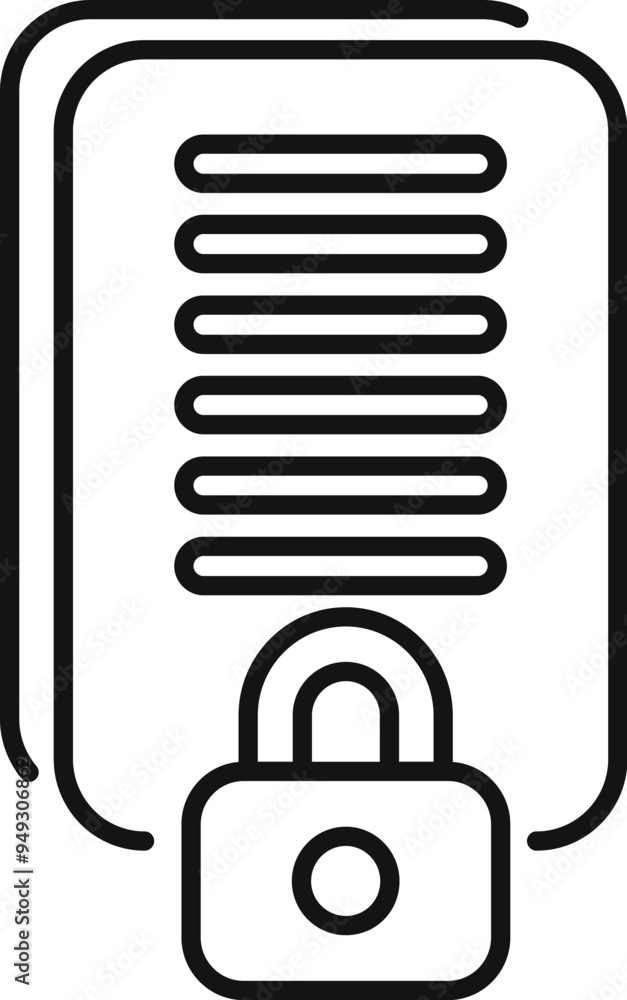Poster simple vector showing a padlock securing digital data, representing the concept of cybersecurity