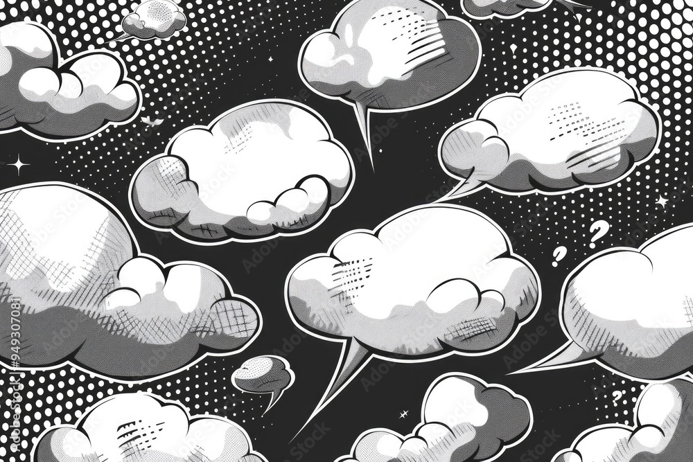 Poster A collection of clouds in a grayscale image