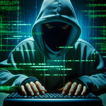 cyber person with code background AI