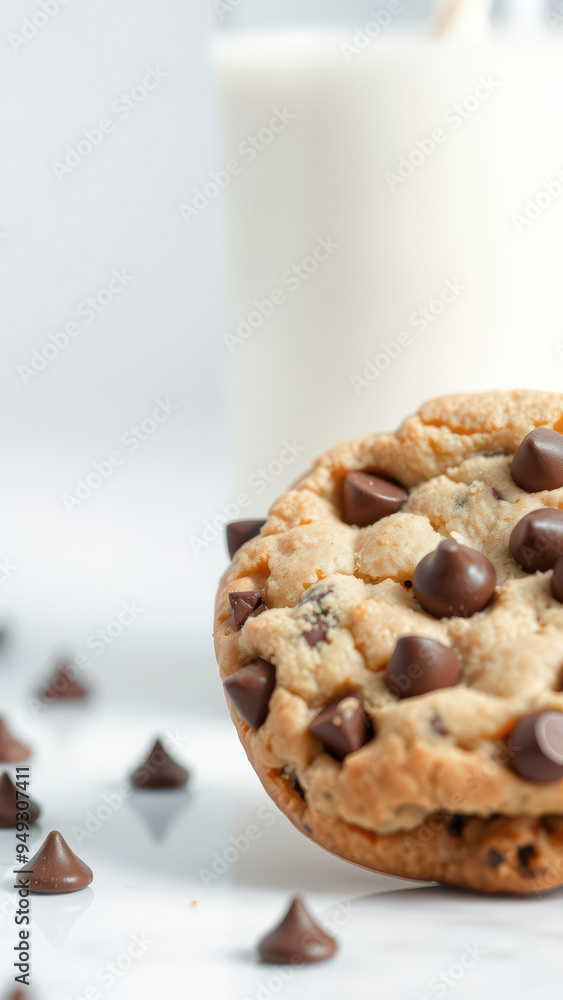 Canvas Prints Chocolate Chip Cookie with Milk