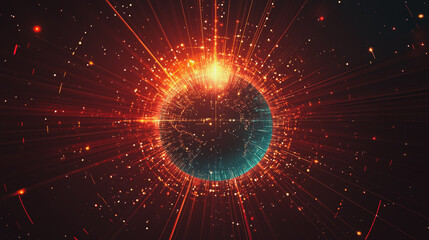 Obraz premium background Innovation network points Earth's surface wave background Abstract digital wave background information technology background The background is the background. gradient wave digital wave ban