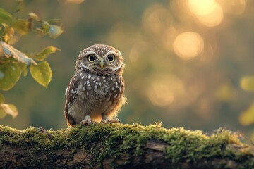 Little Owl Perched on a Branch