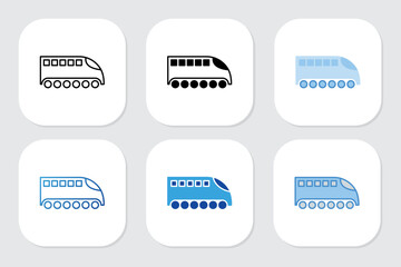 Train icons with various design styles	
