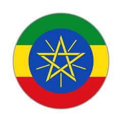 Fototapeta premium The flag of Ethiopia. Flag icon. Standard color. Round flag. Computer illustration. Digital illustration. Vector illustration.