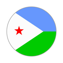 The flag of Djibouti. Flag icon. Standard color. Round flag. Computer illustration. Digital illustration. Vector illustration.