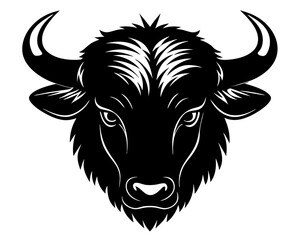 Bison head silhouette vector, American bison icon vector