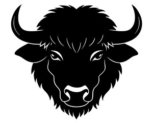 Bison head silhouette vector, American bison icon vector