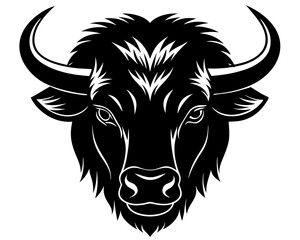 Bison head silhouette vector, American bison icon vector