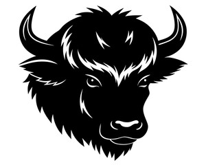 Bison head silhouette vector, American bison icon vector