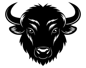 Bison head silhouette vector, American bison icon vector