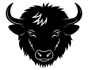 
American bison vector silhouette, Bull and cow head icon
