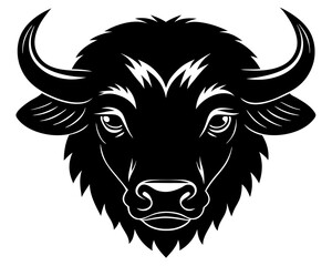 
American bison vector silhouette, Bull and cow head icon
