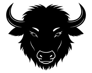 
American bison vector silhouette, Bull and cow head icon
