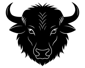 
American bison vector silhouette, Bull and cow head icon
