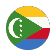 The flag of Comoros. Flag icon. Standard color. Round flag. Computer illustration. Digital illustration. Vector illustration.