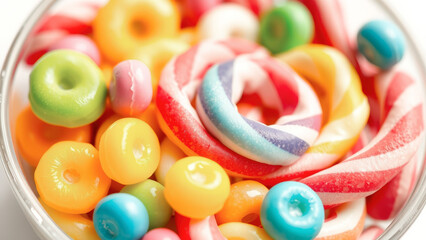 Colorful Candy in Glass Bowl