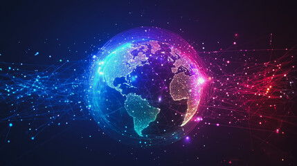 Obraz premium background Innovation network points Earth's surface wave background Abstract digital wave background information technology background The background is the background. gradient wave digital wave ban