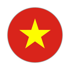 The flag of Vietnam. Flag icon. Standard color. Round flag. Computer illustration. Digital illustration. Vector illustration.