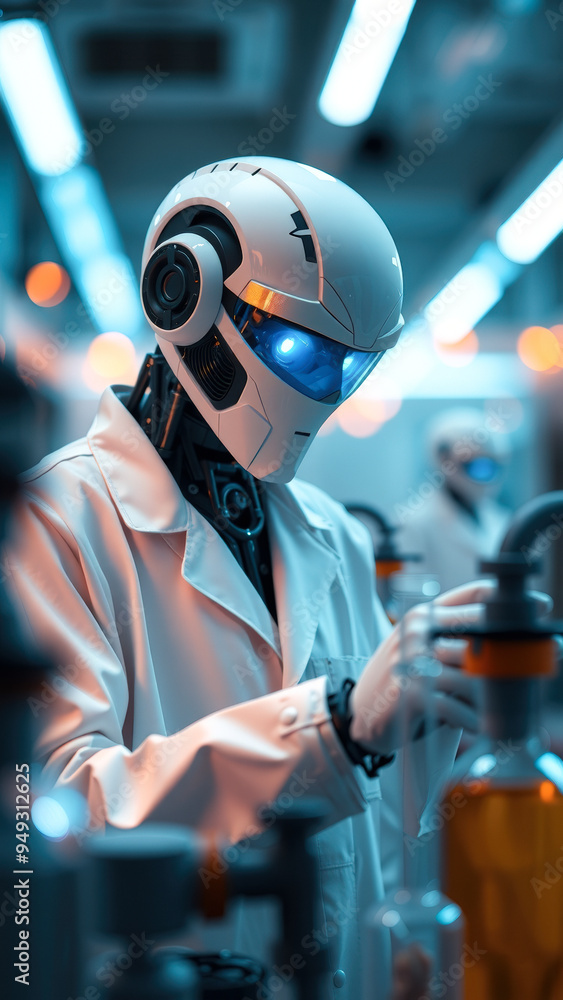 Poster robot scientist in a lab