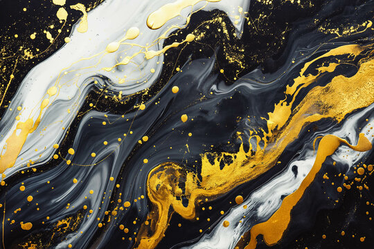 Gold abstract black marble background art paint pattern ink texture watercolor white fluid wall. Abstract liquid gold design luxury wallpaper nature black brush oil modern paper splash painting water