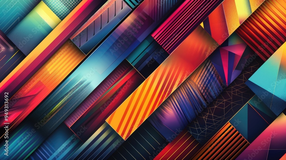 Poster A colorful pattern of lines on a textured surface