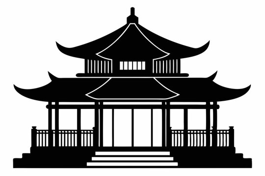 recommend clip art: Chinese house silhouette vector illustration, black chinese building	
                    